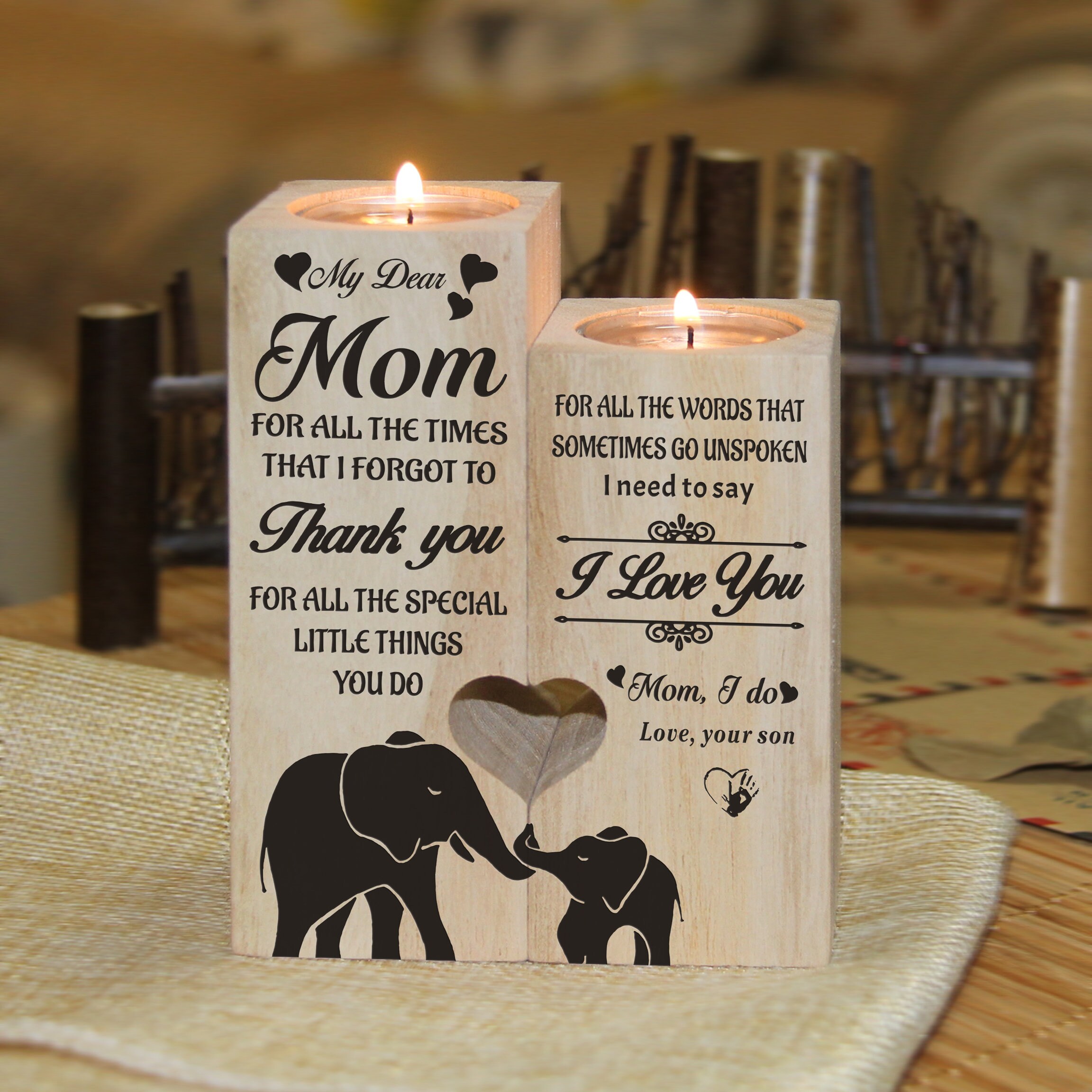 To Mom Candle Holder From Daughter / Son