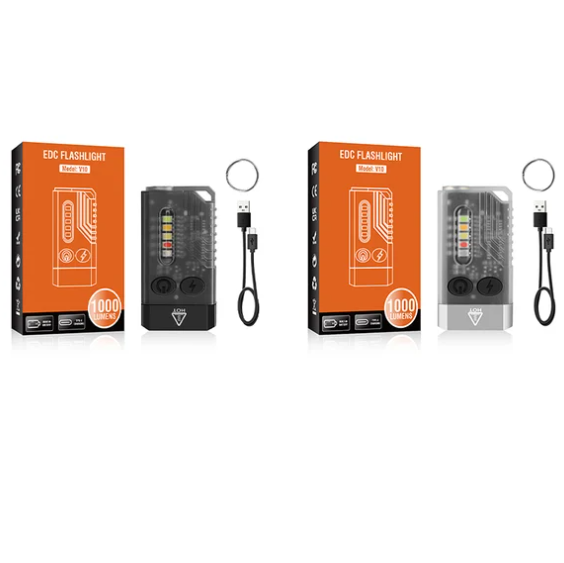 Small Powerful EDC Flashlight with Red UV Blue Light -Super Bright 1000LM