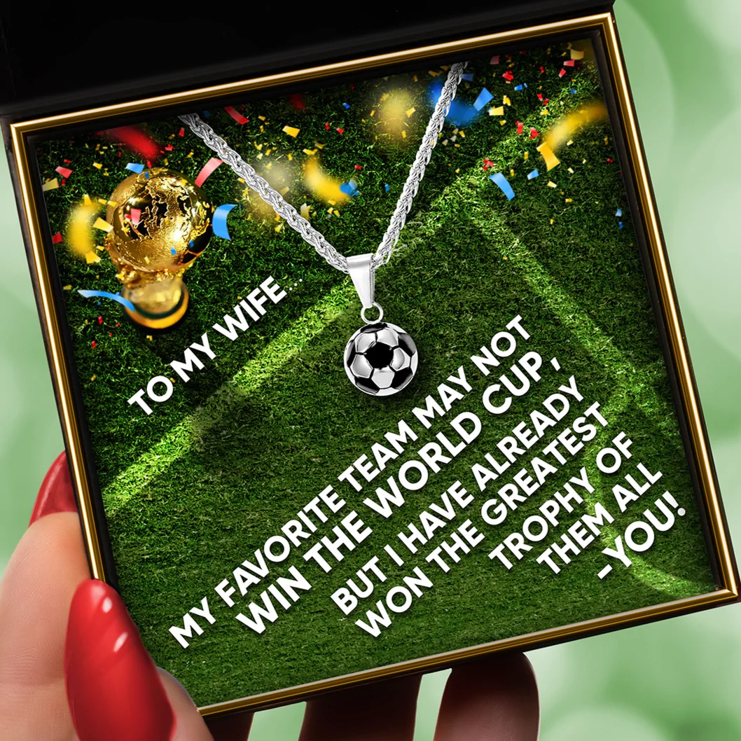 ⚽To My Wife, the Greatest Trophy (Field and Trophy Card) ⚽Soccer/ Football Necklace Gift Set