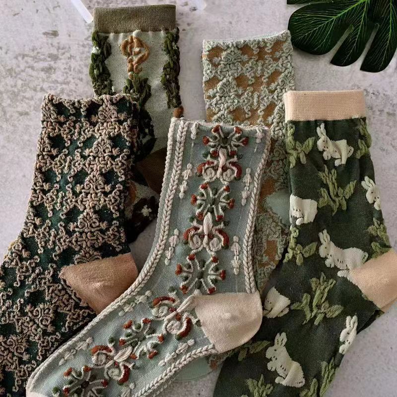 🔥 Hot Sale 50% OFF💚5 Pairs Womens Floral Cotton Socks