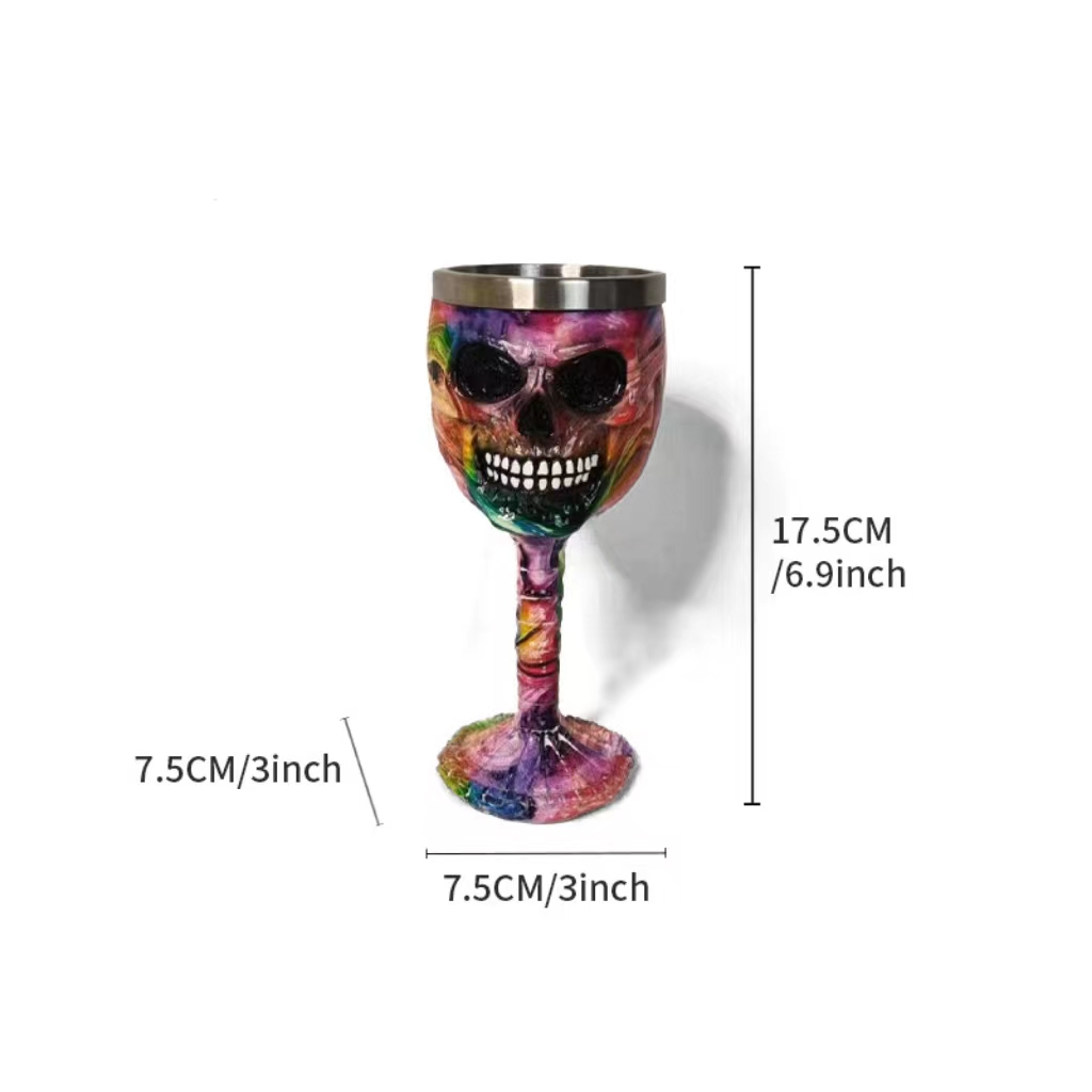 🥂Horrible Resin Stainless Steel Skeletal Wine Glass