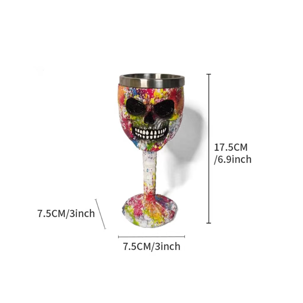 🥂Horrible Resin Stainless Steel Skeletal Wine Glass