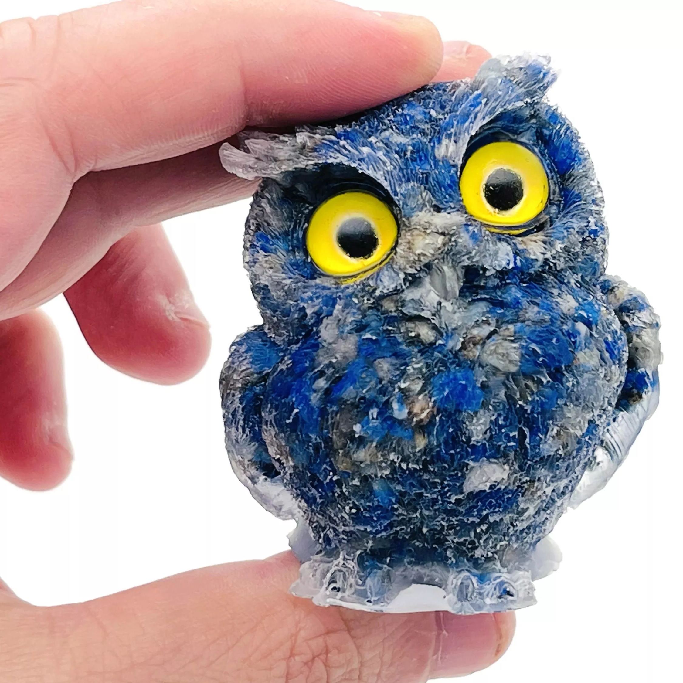 Natural Lapis Lazuli Crystal Stone Chips Resin Assemble Owl Decoration