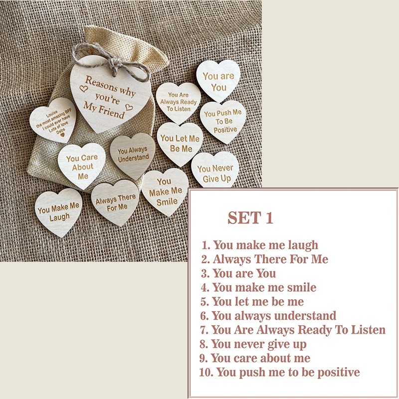 🥰Why You Are My Friend Wooden Box and Heart Tokens🎁