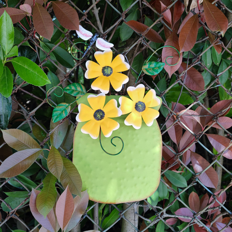 💐Hand-painted iron vase wall hanging