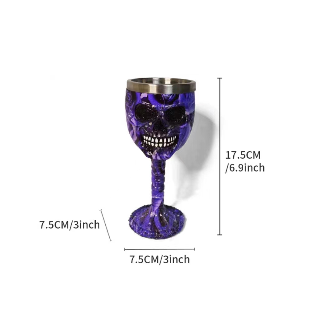 🥂Horrible Resin Stainless Steel Skeletal Wine Glass