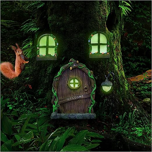 🧚‍♀️Miniature Fairy Tree Ornament 🔥- Light Up Tree Door And Window - Resin Tree 