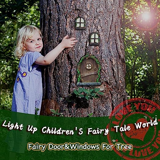 🧚‍♀️Miniature Fairy Tree Ornament 🔥- Light Up Tree Door And Window - Resin Tree 