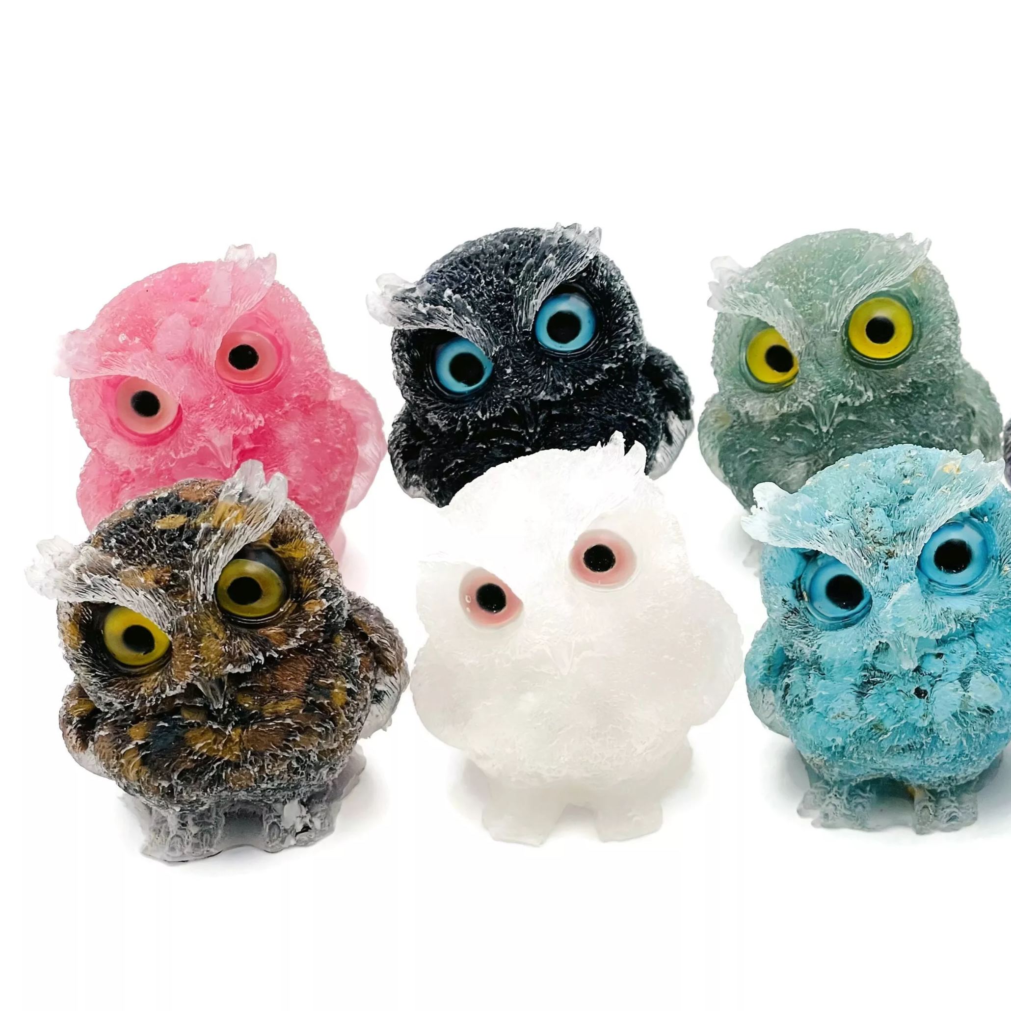 Natural Lapis Lazuli Crystal Stone Chips Resin Assemble Owl Decoration