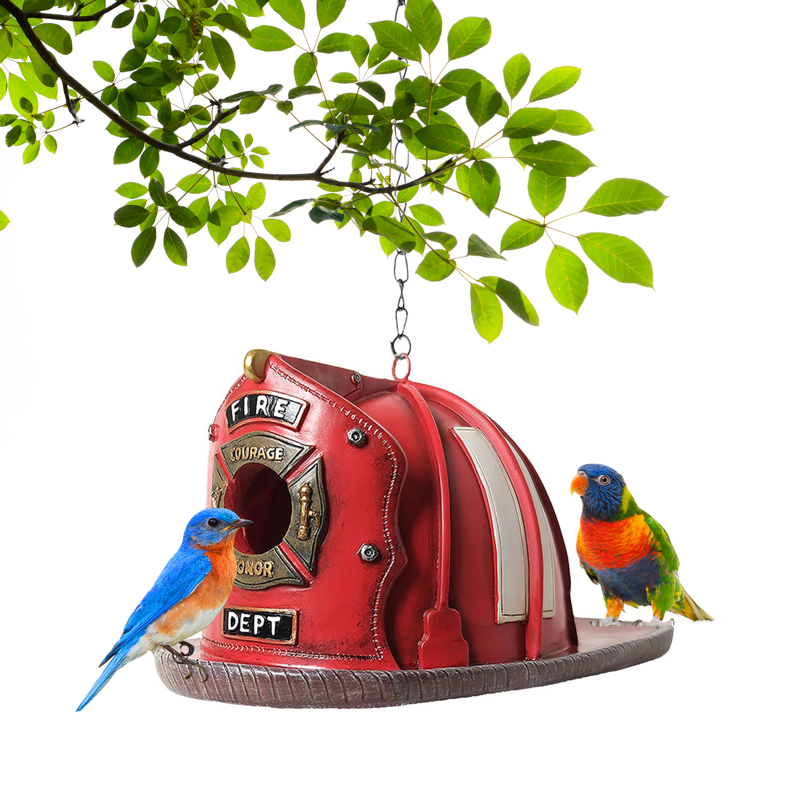 🔥HOT SALE 50% OFF🔥💖Retro Red Firefighter Helmet Bird House🐦️