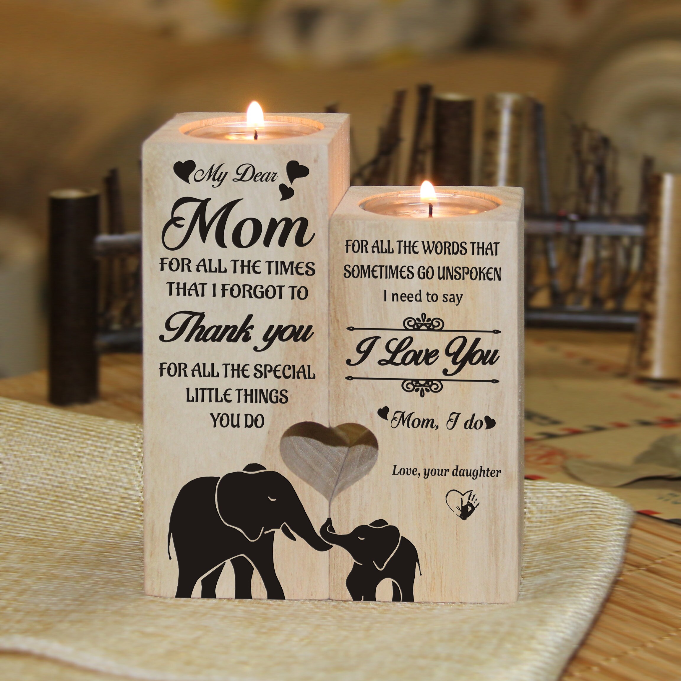 To Mom Candle Holder From Daughter / Son