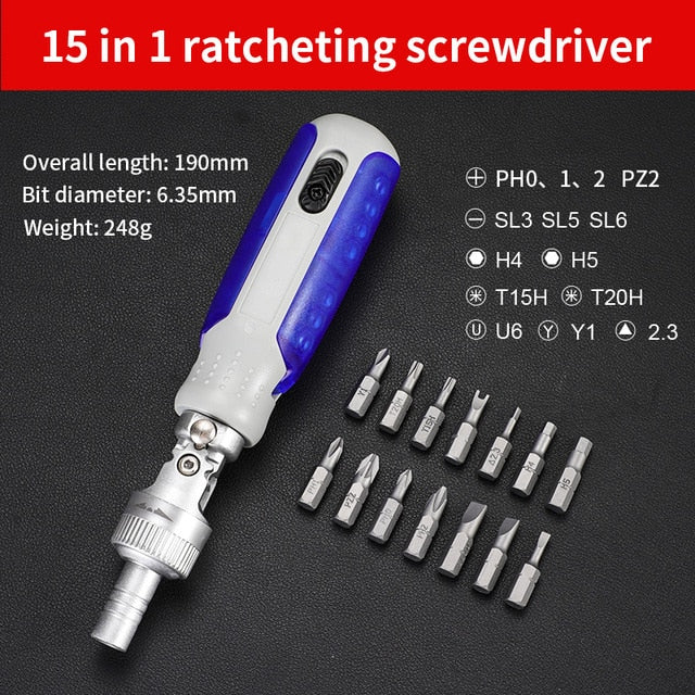 🔥15 in 1 Universal Adjustment Ratchet Screwdriver 