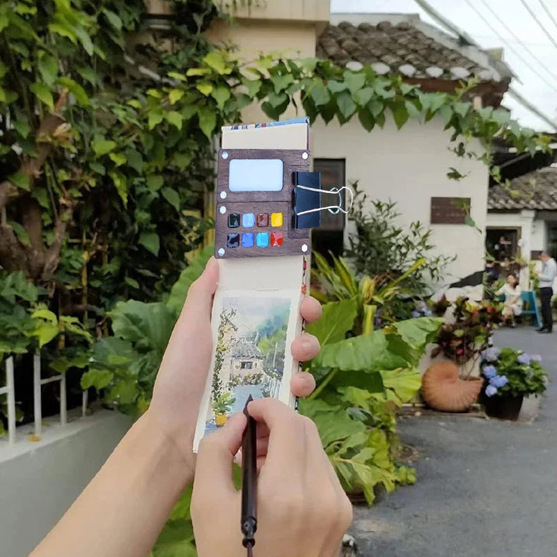 🎨Portable Walnut Watercolor Palette