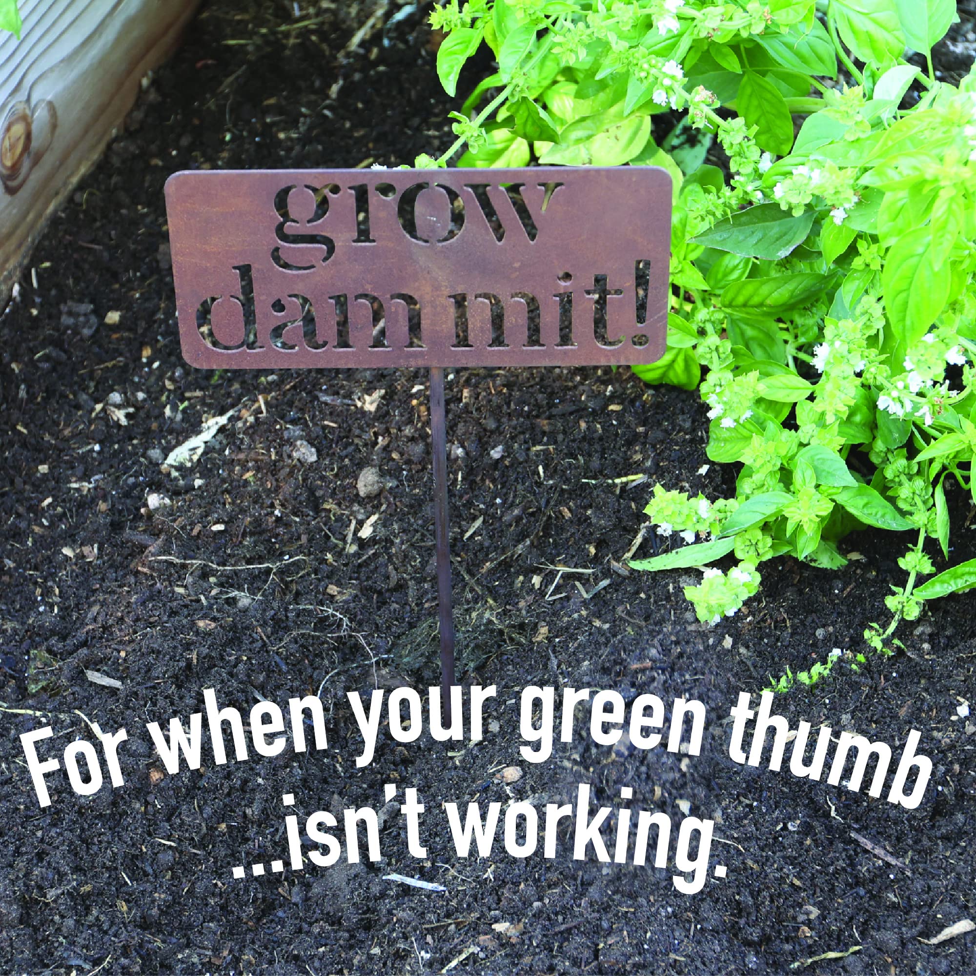 🔥 NEW ARRIVAL 🎁 grow. dammit. Funny Metal Garden Marker Stake Sign