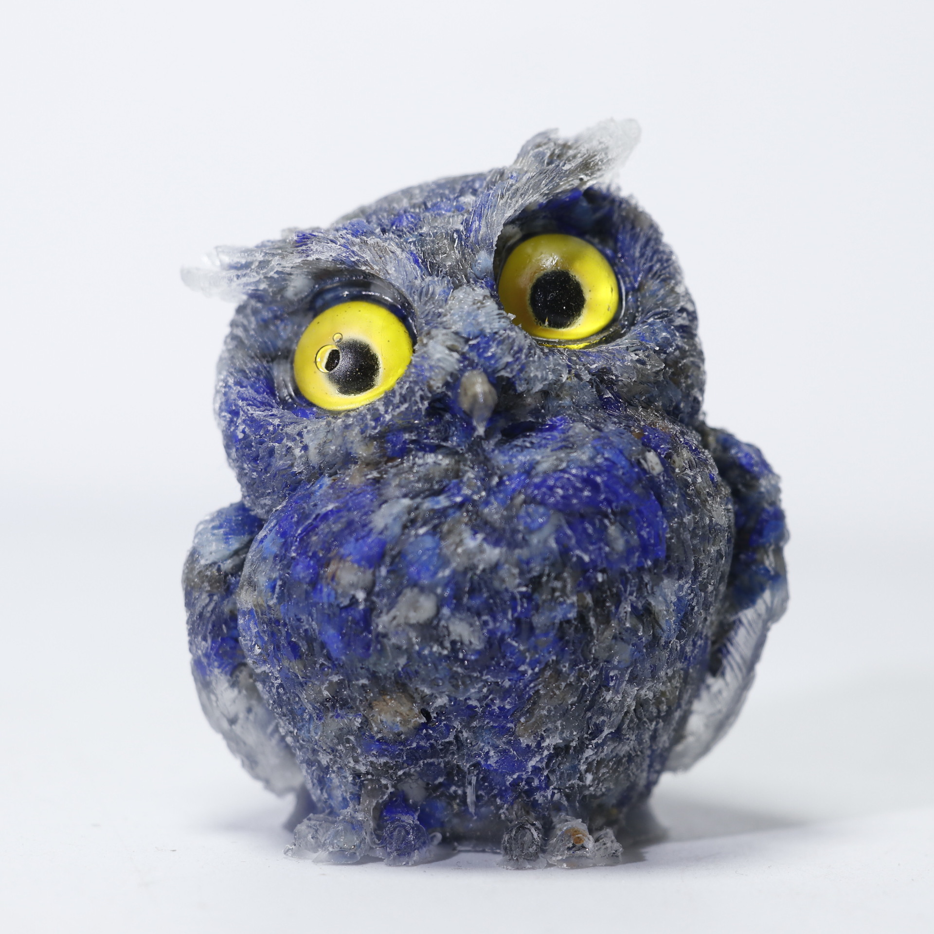 Natural Lapis Lazuli Crystal Stone Chips Resin Assemble Owl Decoration