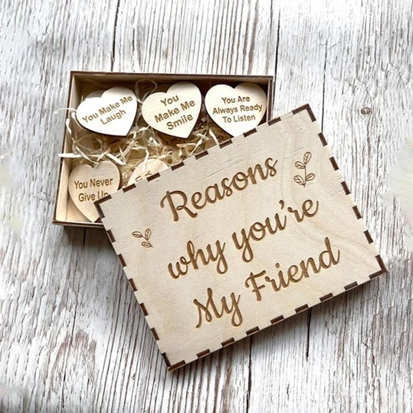 🥰Why You Are My Friend Wooden Box and Heart Tokens🎁