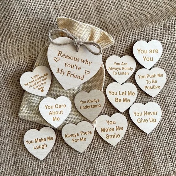 🥰Why You Are My Friend Wooden Box and Heart Tokens🎁