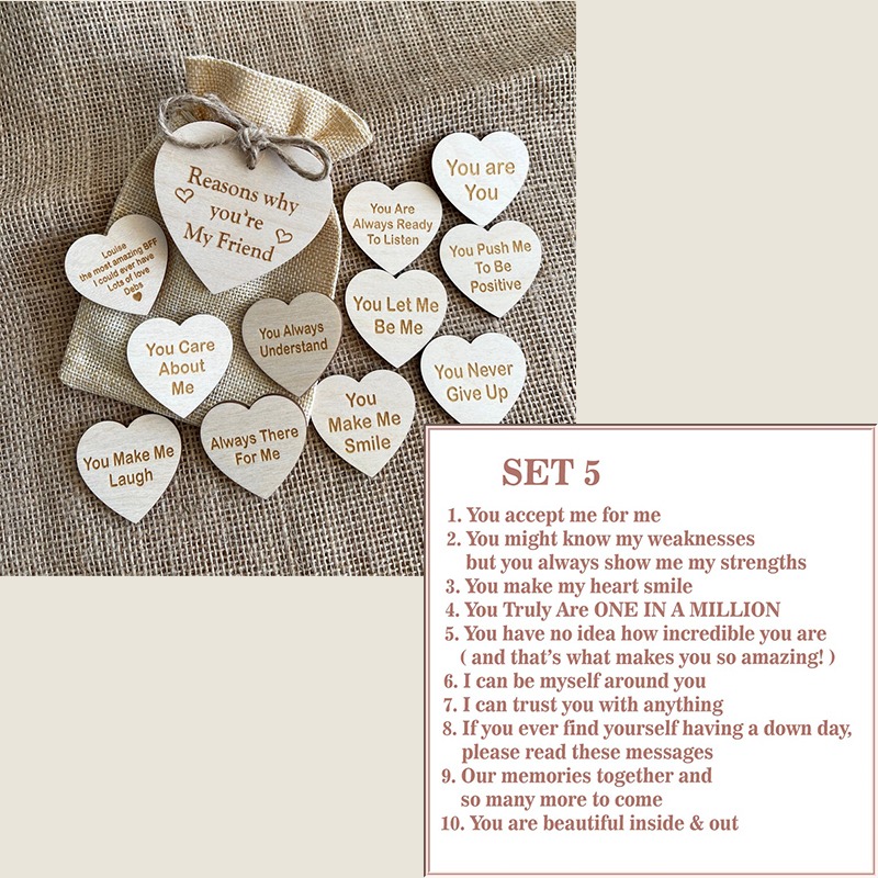 🥰Why You Are My Friend Wooden Box and Heart Tokens🎁