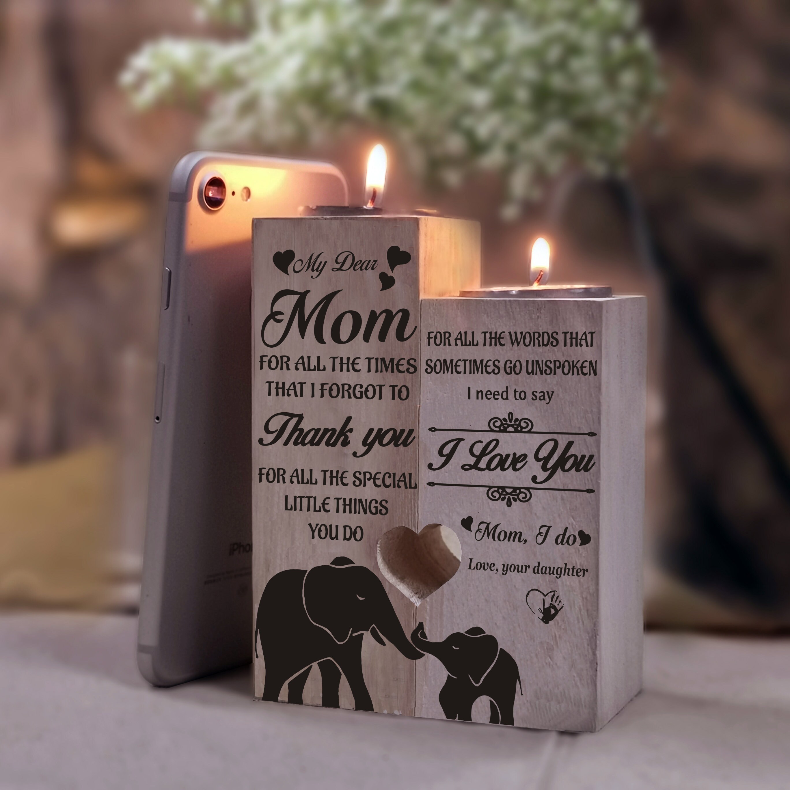 To Mom Candle Holder From Daughter / Son