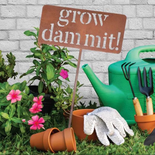 🔥 NEW ARRIVAL 🎁 grow. dammit. Funny Metal Garden Marker Stake Sign