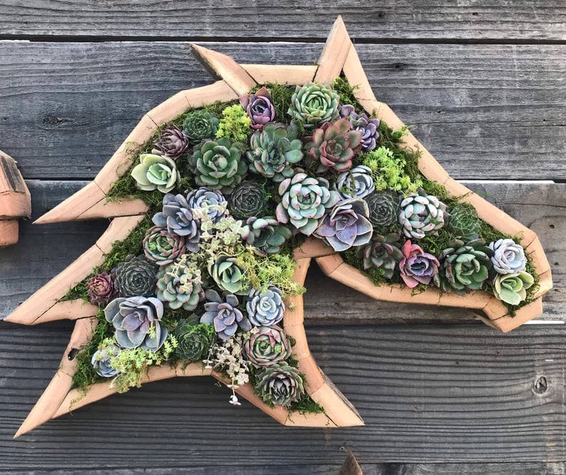 Wooden Garden Arrangements: living wall art | faux succulent wall plan