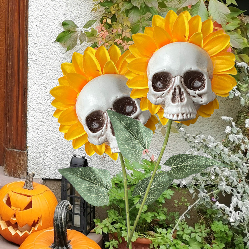 Halloween DIY Sunflower Skull Decor