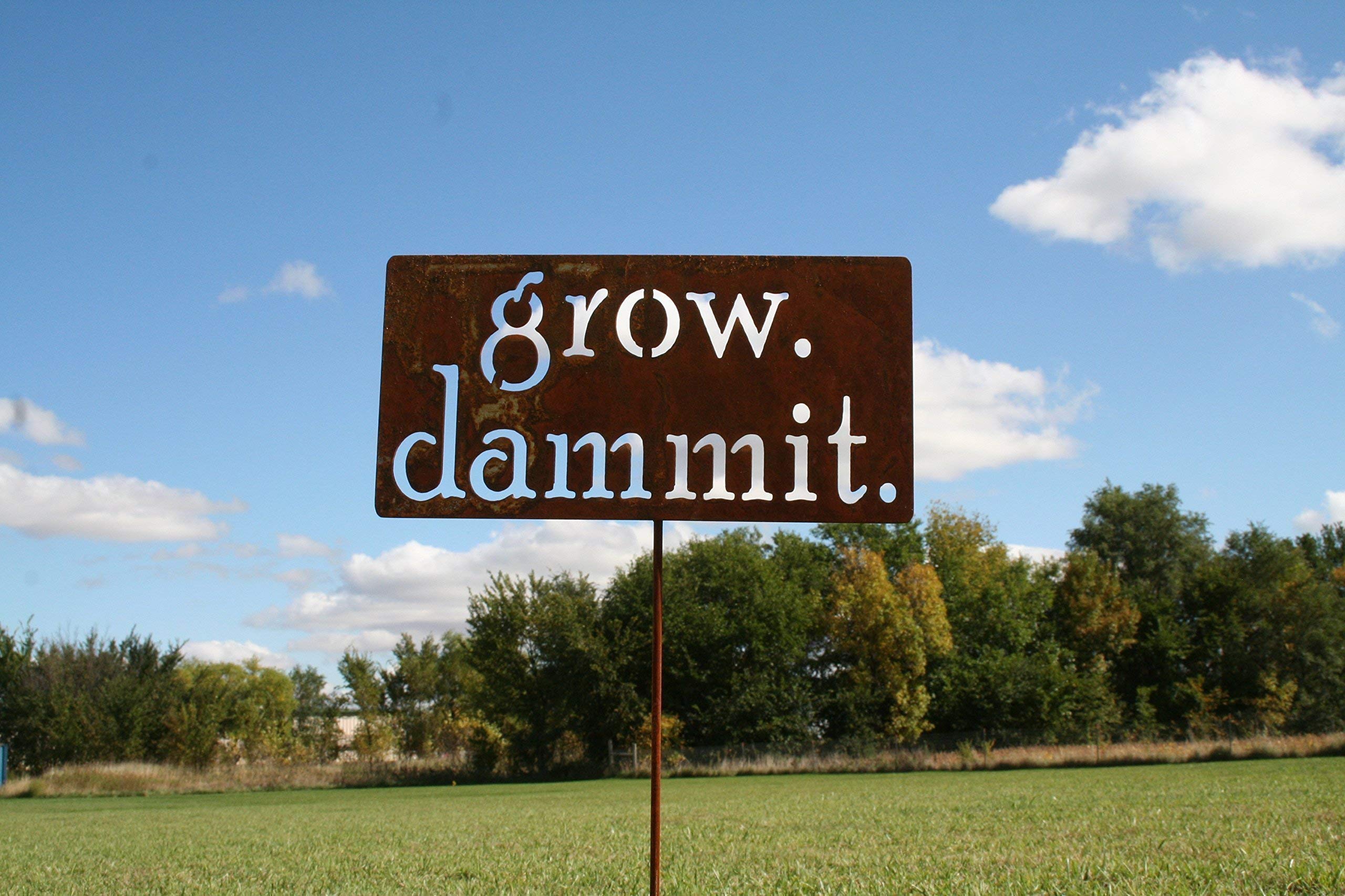 🔥 NEW ARRIVAL 🎁 grow. dammit. Funny Metal Garden Marker Stake Sign