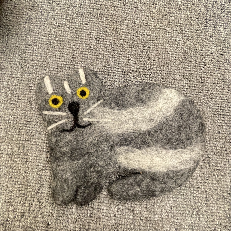 Cat Wool Felt Coaster Handmade