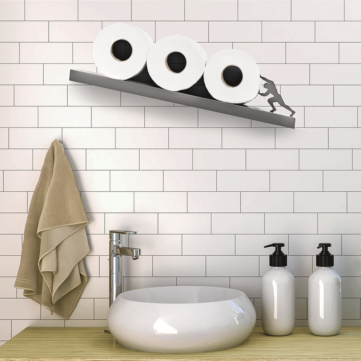 Unique Metal Fighting Villain Toilet Paper, Towel Rack