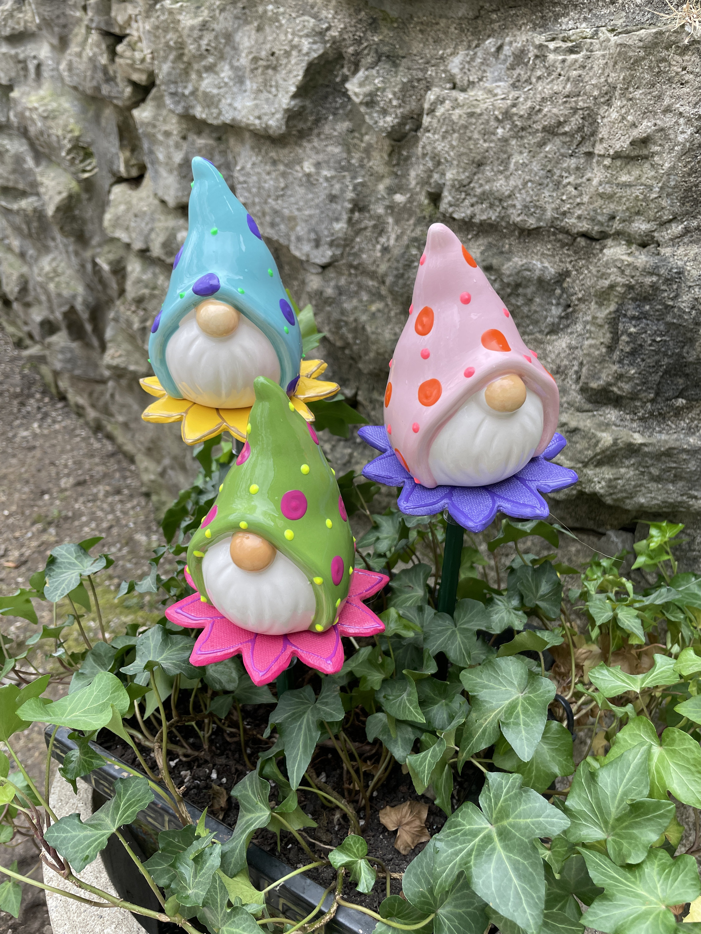 Set Of 3 Garden Gnome Yard Stakes Gift