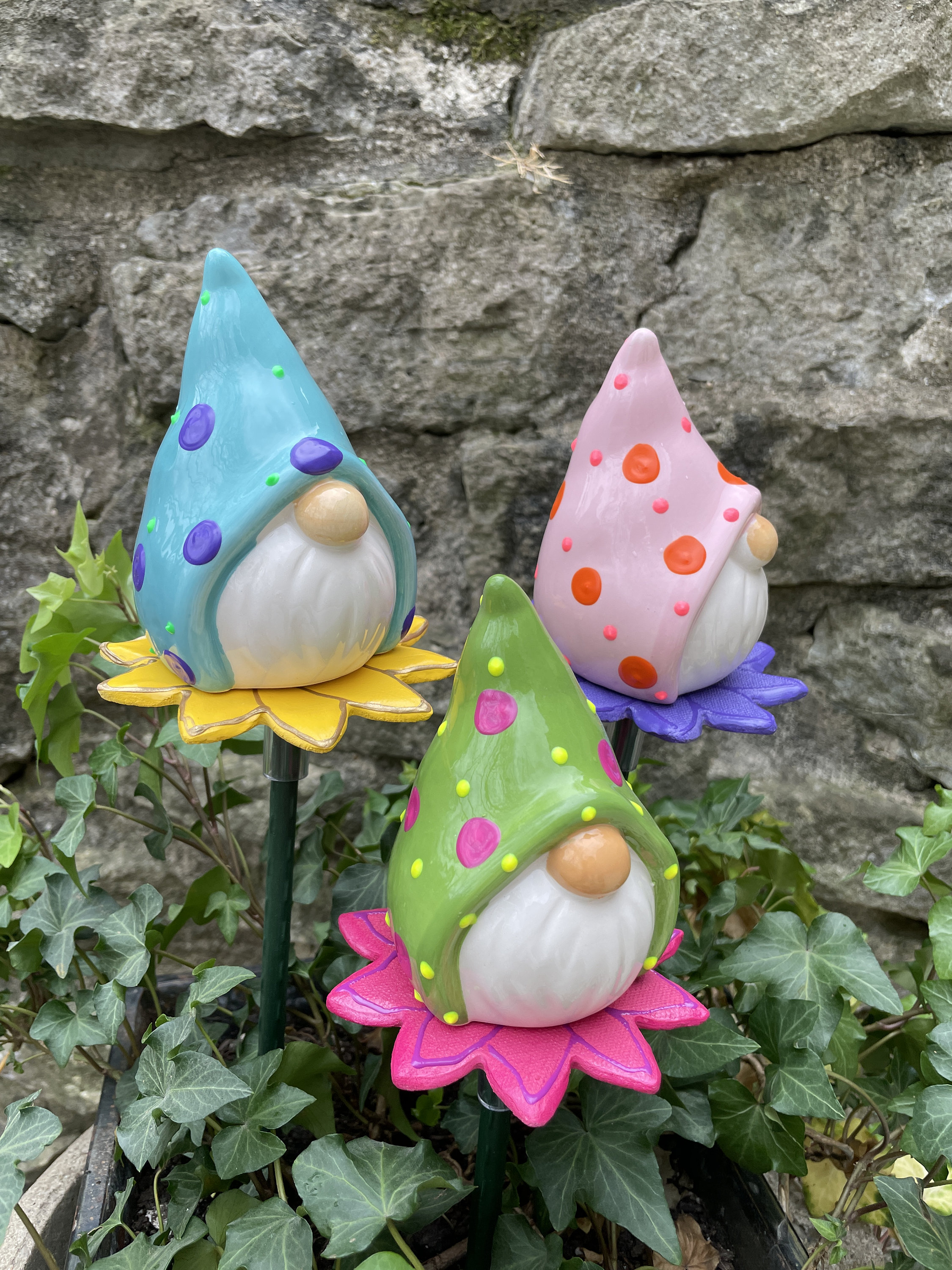 Set Of 3 Garden Gnome Yard Stakes Gift