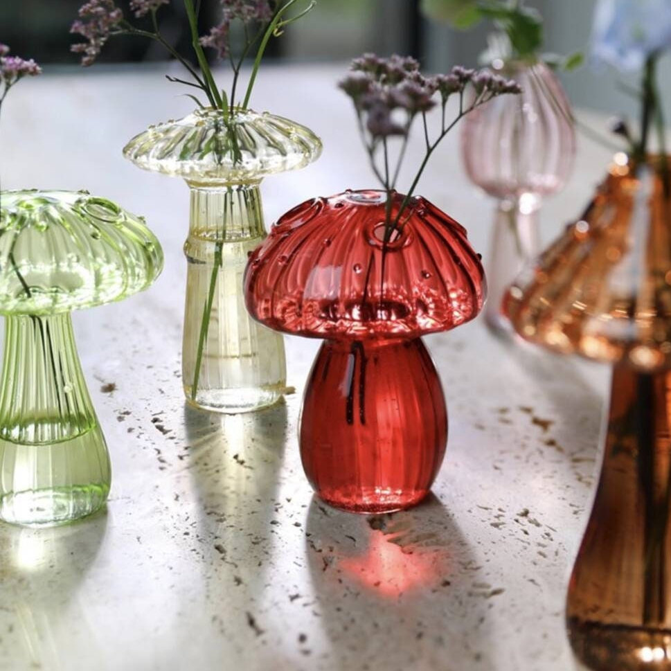 Delicate Mushroom Glass Bud Vases