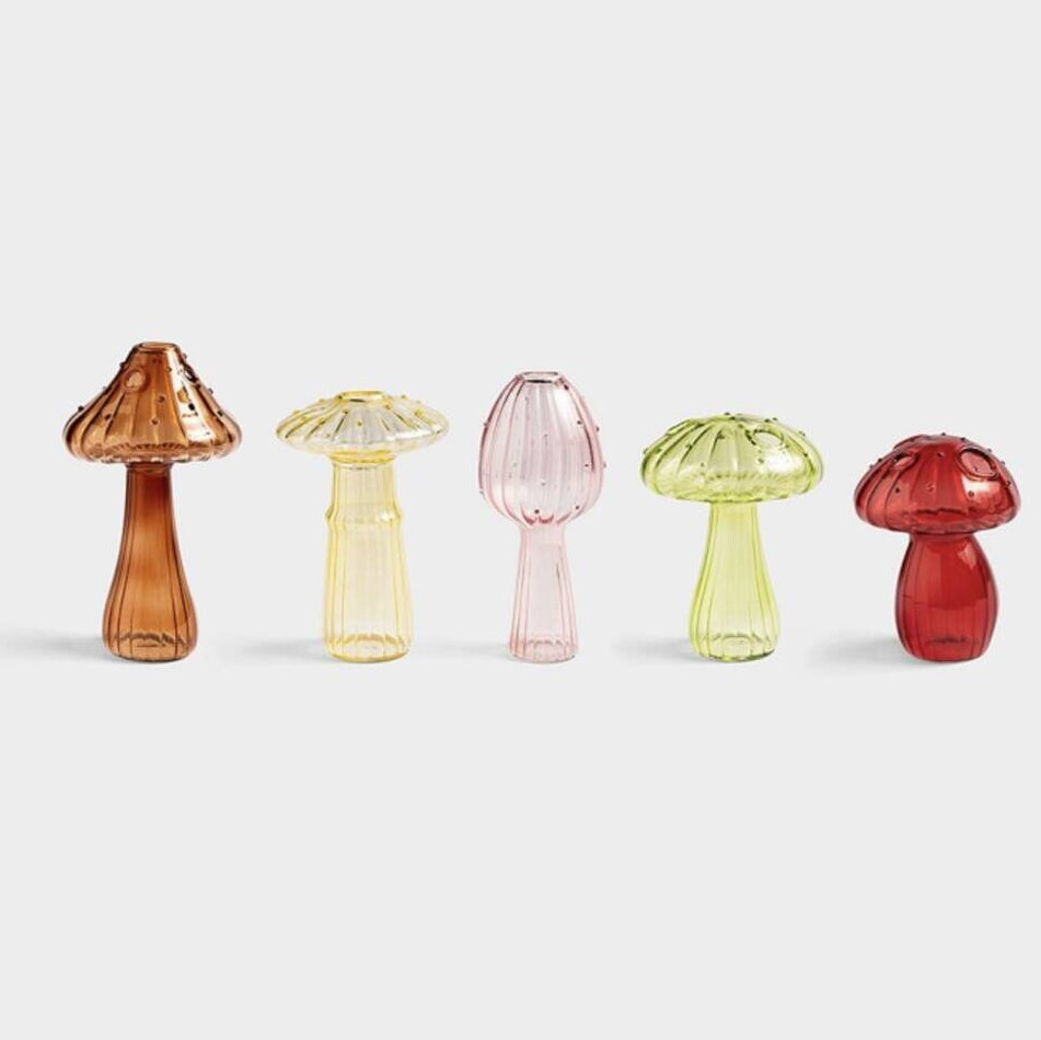Delicate Mushroom Glass Bud Vases