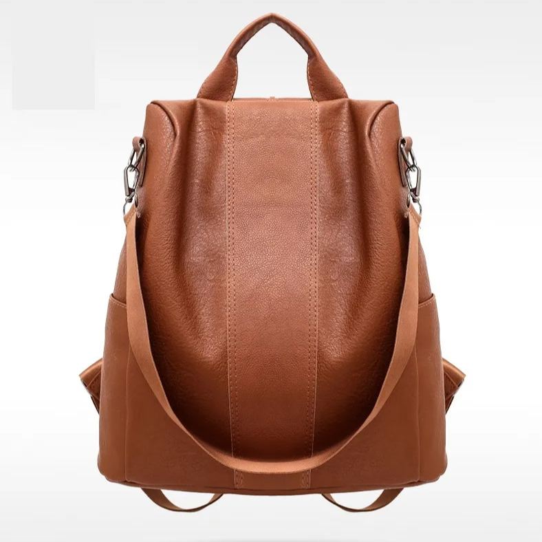 leather ladies' anti-theft backpack