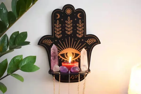 Celestial Cat Crystal Altar shelf