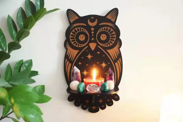 Celestial Cat Crystal Altar shelf