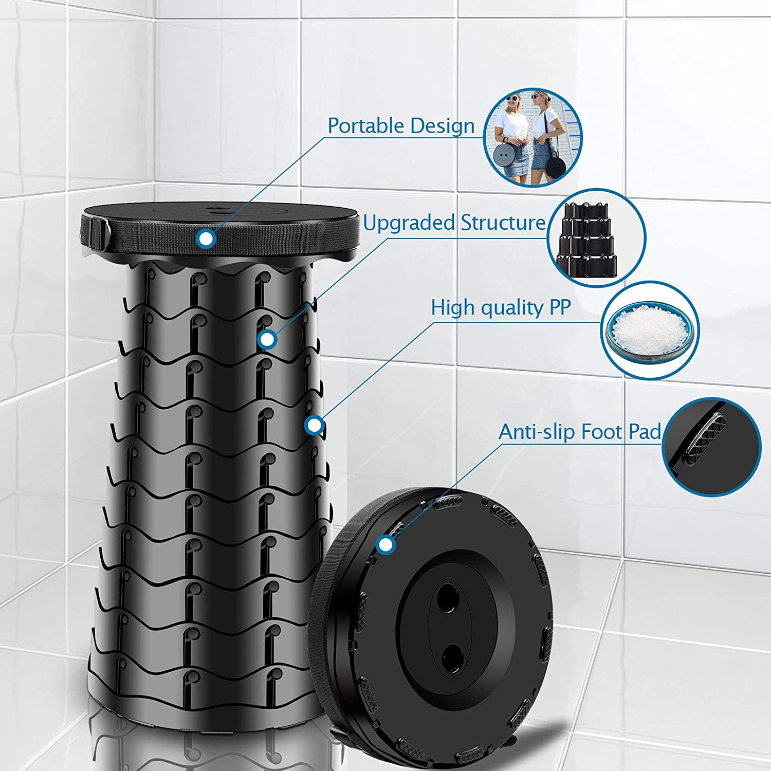 🎁New Year Hot Sale-30% OFF💥 2022 Upgraded Retractable Folding Stool