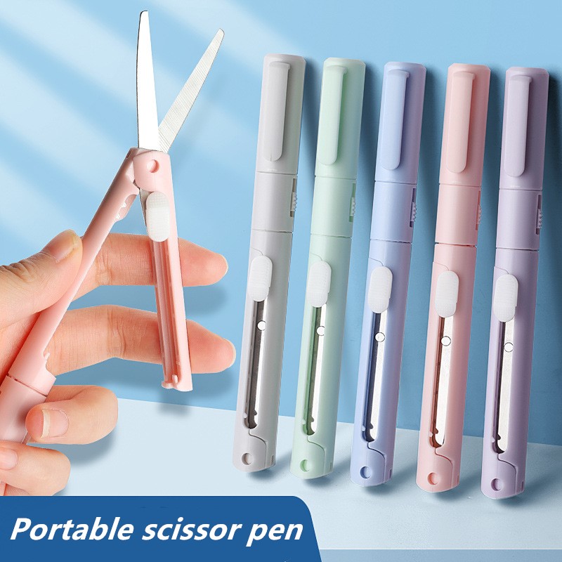 Mini Folding Pen Scissors Graving Knife for Kids