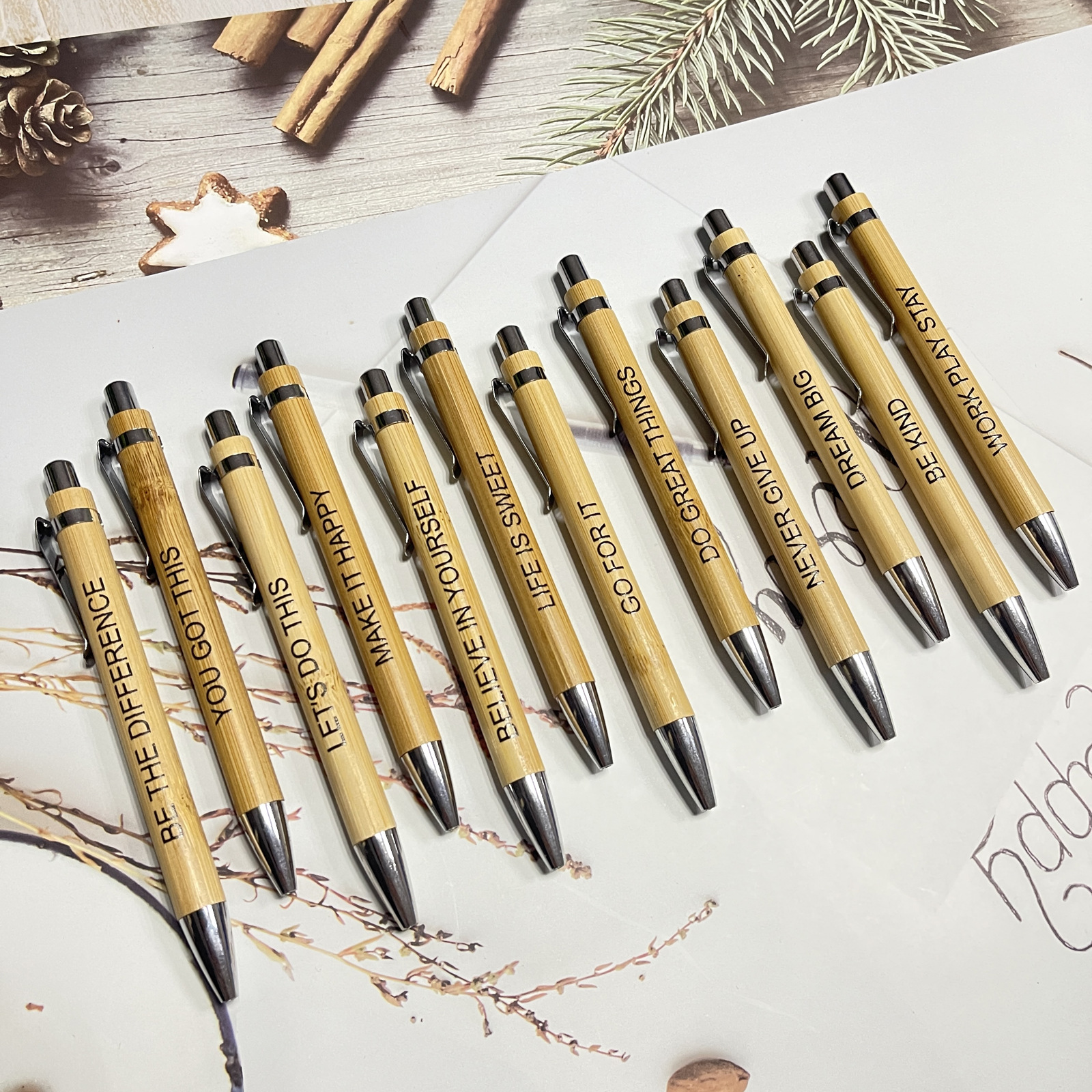  Diameleo Ultimate Set of Engraved Pens for Sarcastic Souls -  Ultimate Bamboo Pens for Sarcastic Souls - 7 Pack Bamboo Pens with Sayings  for Adults - Swear Word Funny Pens
