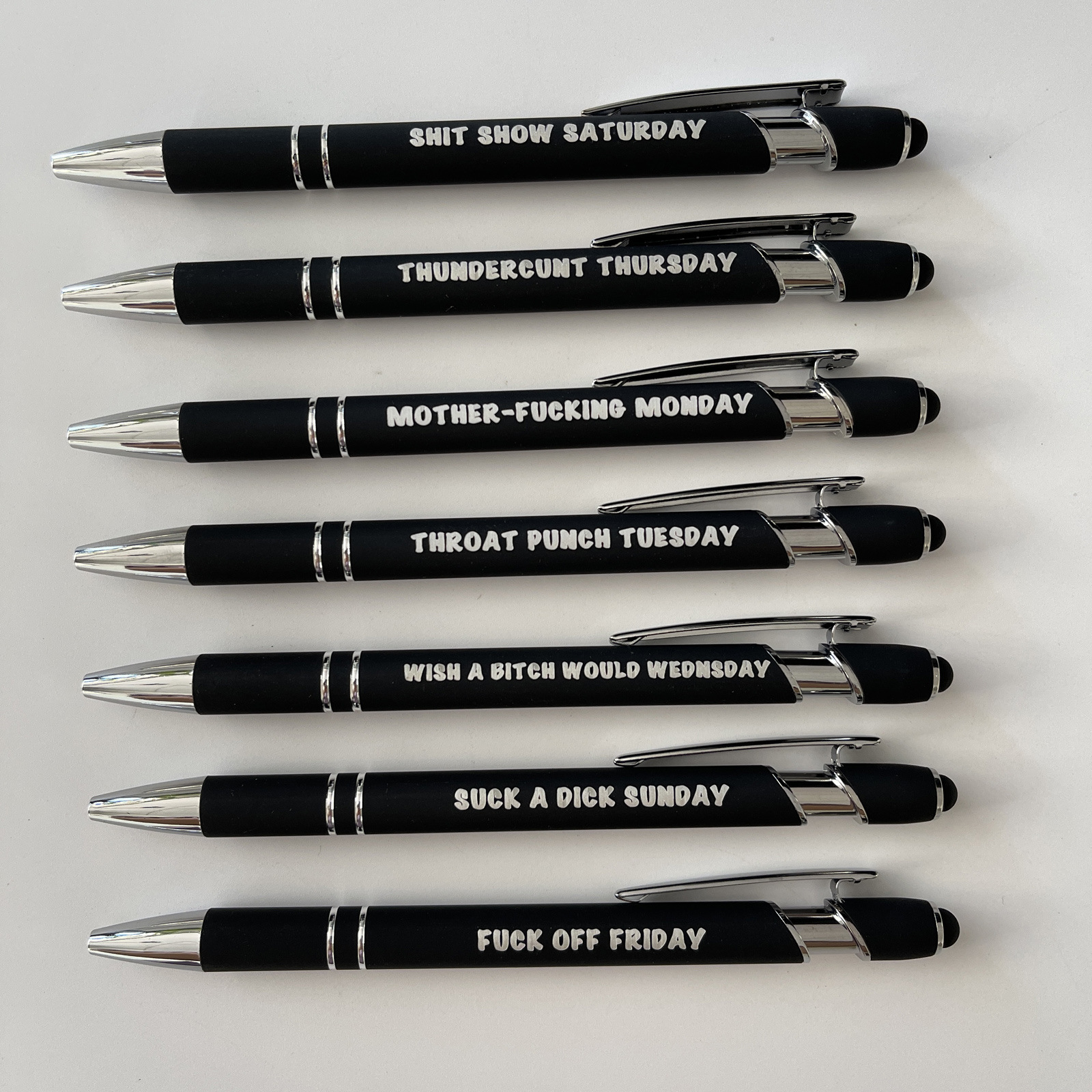 Ultimate Funny Set of Weekday Vibes Print Mood Pen（1 Set of 7 Pcs）