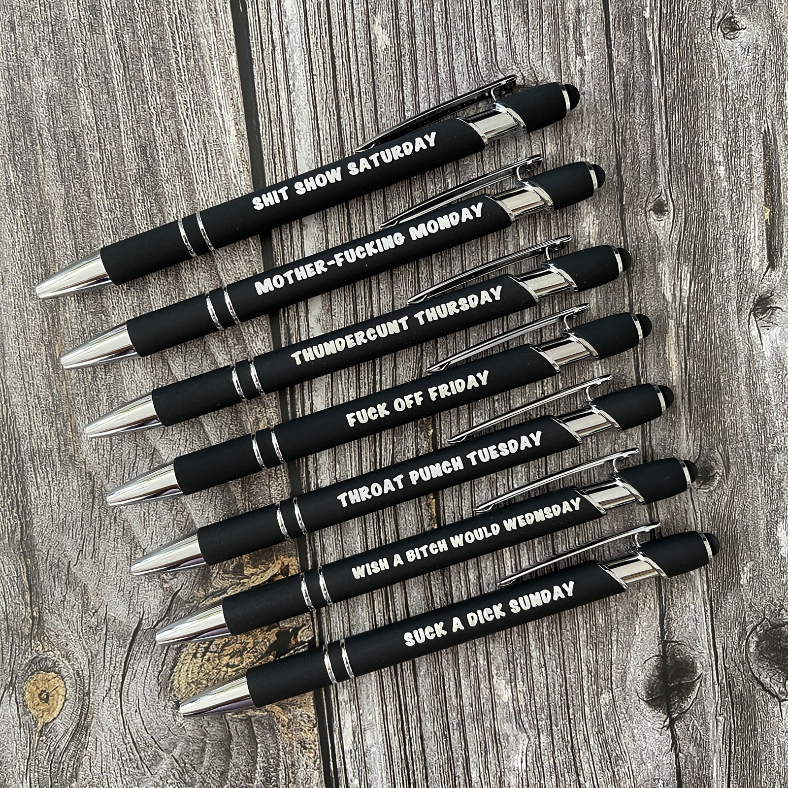Ultimate Funny Set of Weekday Vibes Print Mood Pen（1 Set of 7 Pcs）
