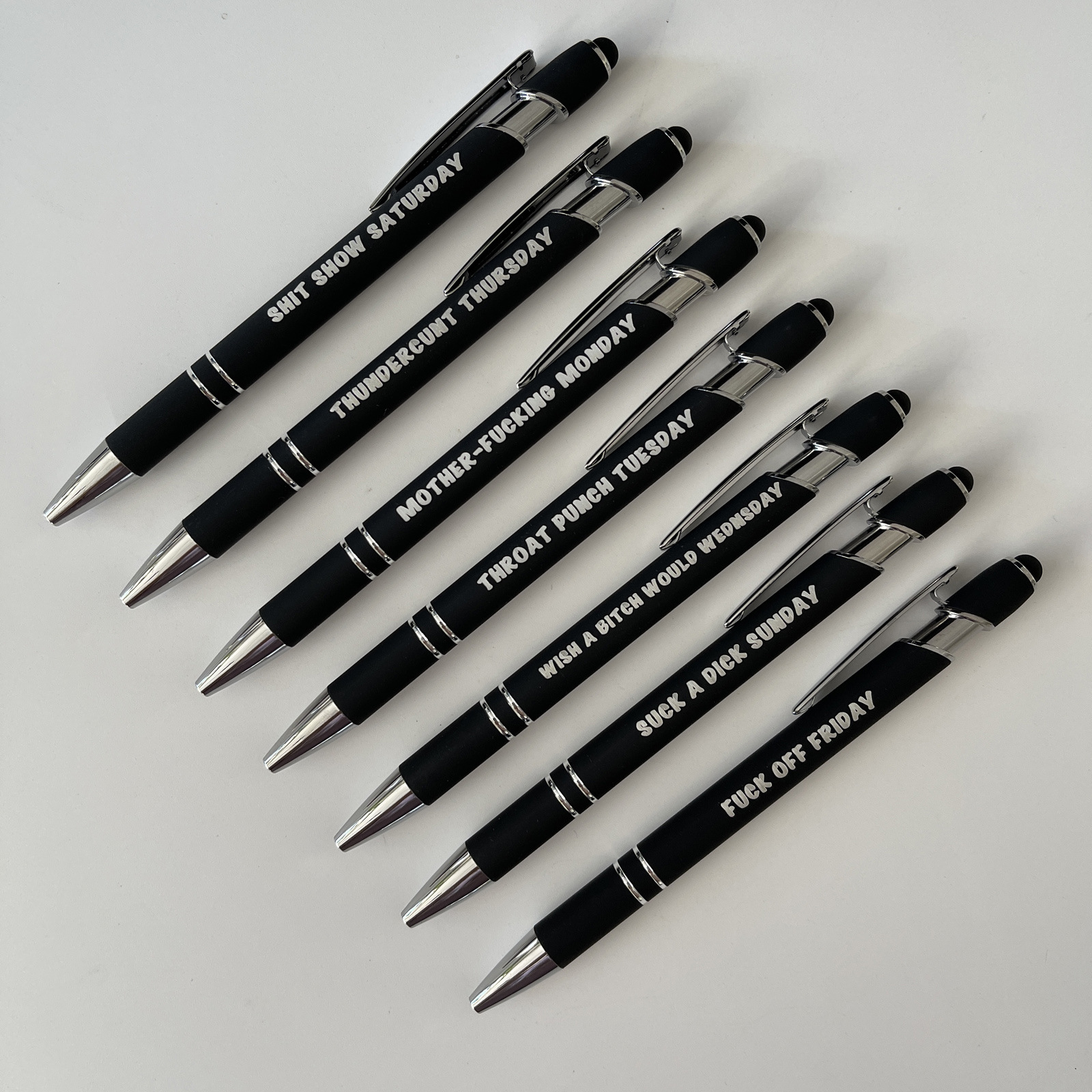Ultimate Funny Set of Weekday Vibes Print Mood Pen（1 Set of 7 Pcs）