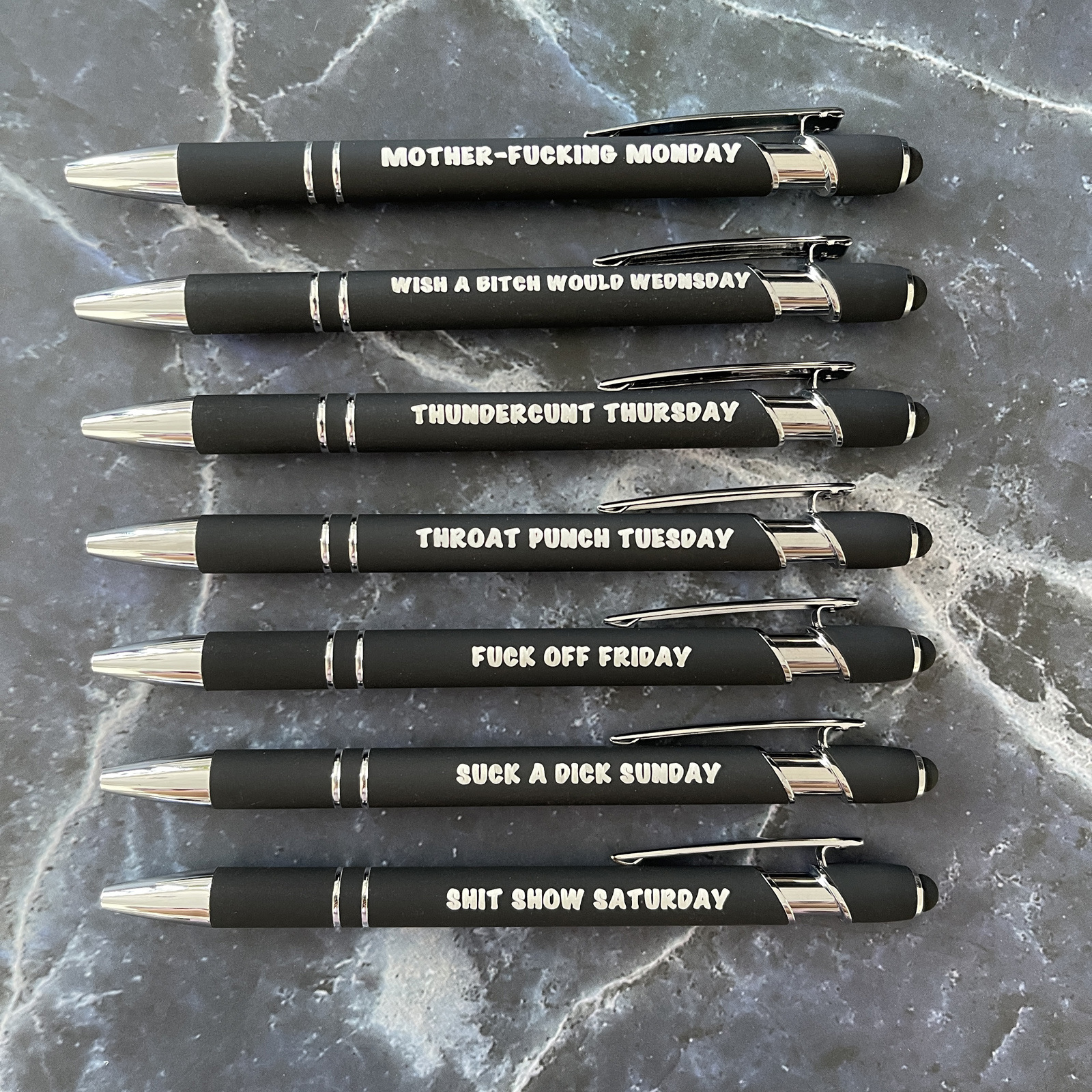 Ultimate Funny Set of Weekday Vibes Print Mood Pen（1 Set of 7 Pcs）