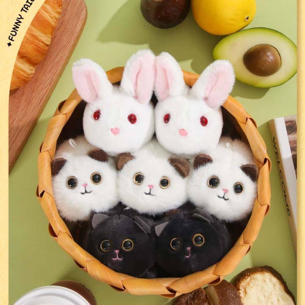 Wagging Tail Kitty Plush Doll Keychain
