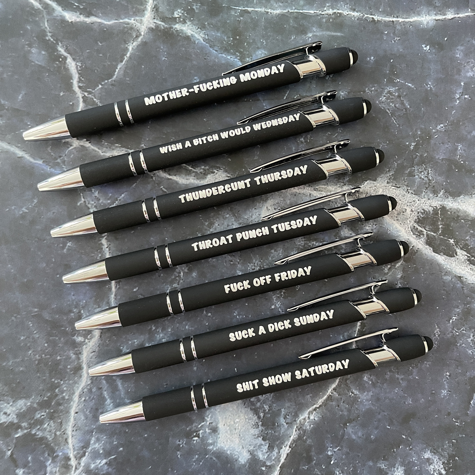 Ultimate Funny Set of Weekday Vibes Print Mood Pen（1 Set of 7 Pcs）