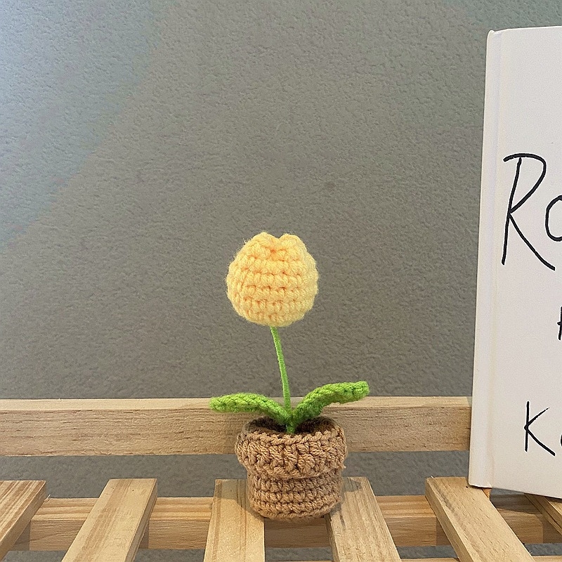 Handmade knitted flowers