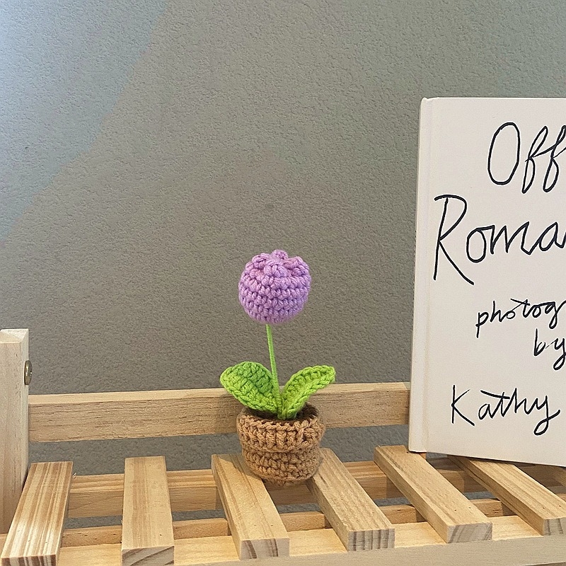 Handmade knitted flowers