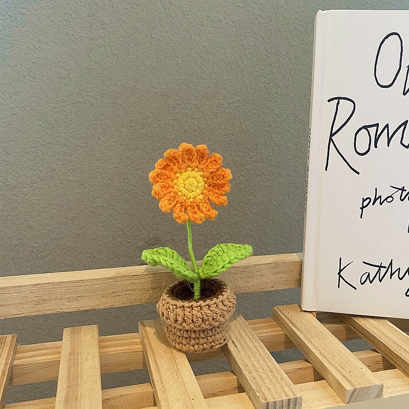 Handmade knitted flowers