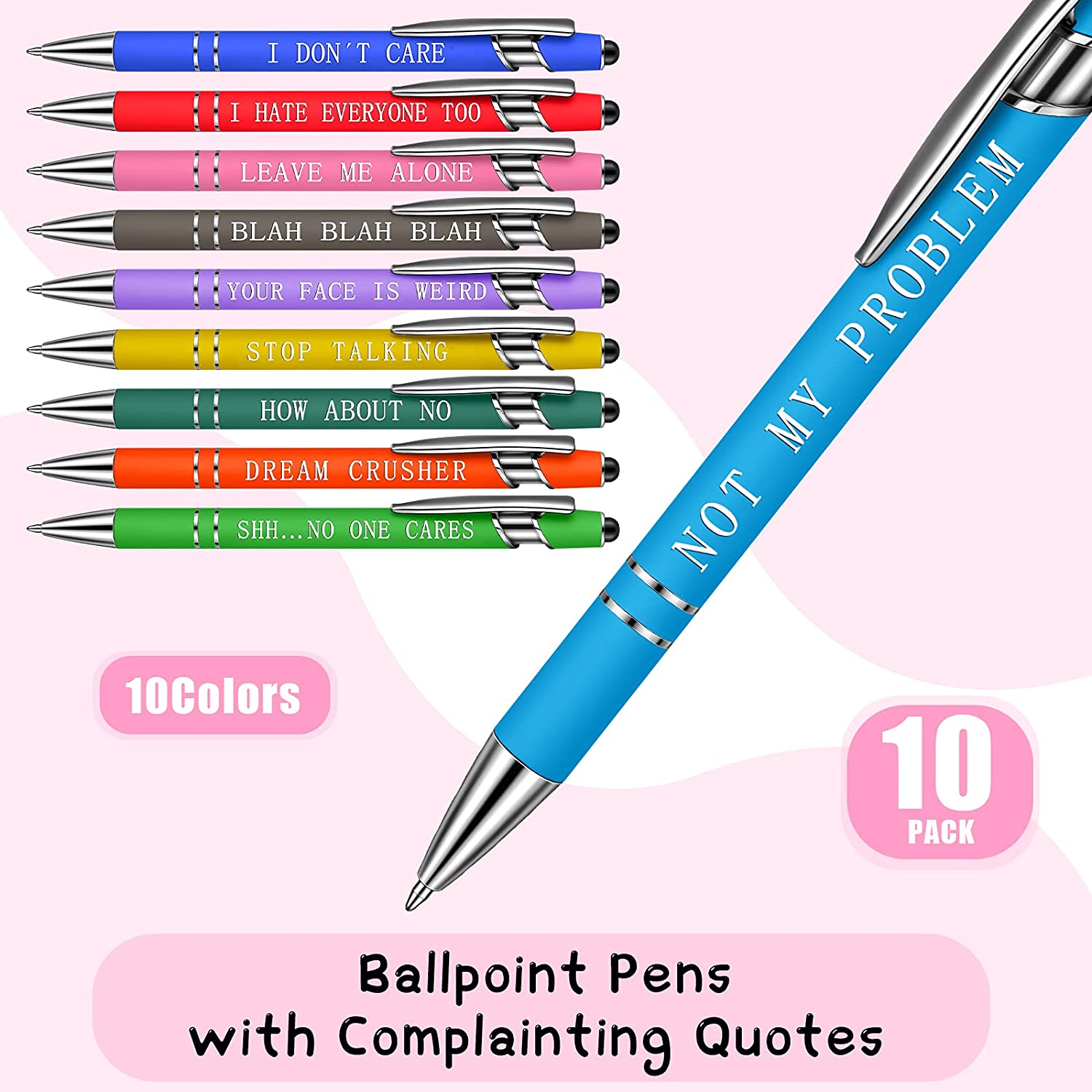 10pcs Funny Office Ballpoint Pens(Black Ink)