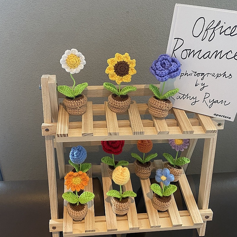 Handmade knitted flowers
